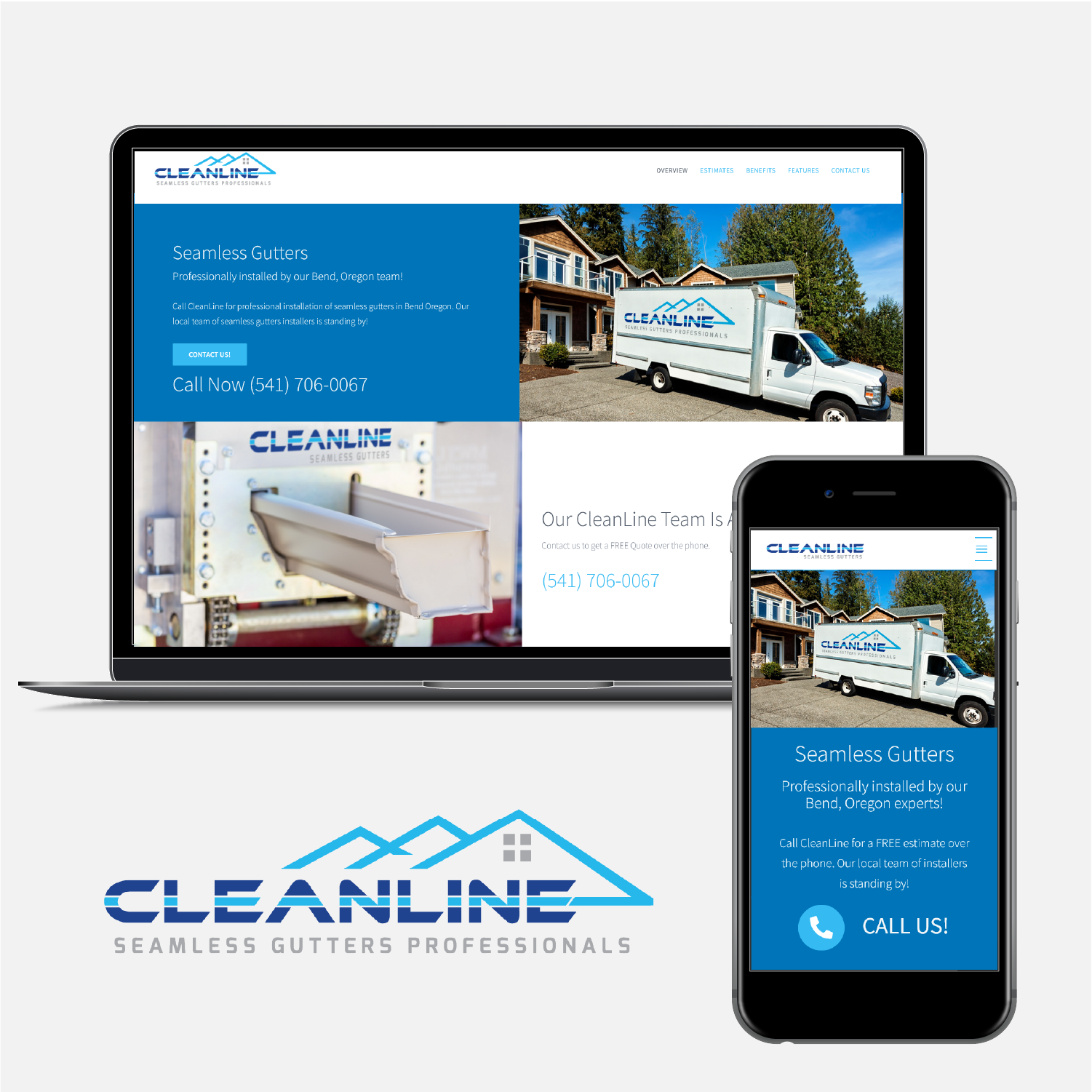 Cleanline Gutters web and logo design