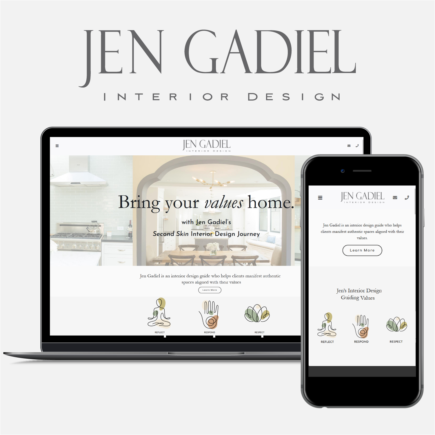 Jen Gadiel Design website design by Anouk Tapper, CMA Brand Creative