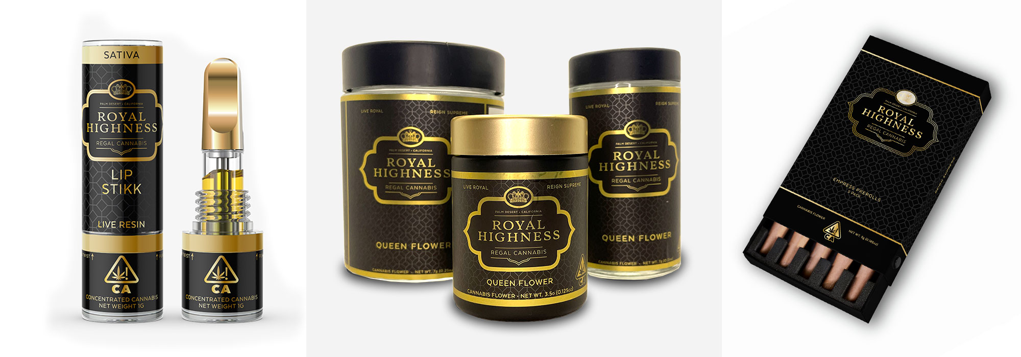 Royal Highness cannabis packaging design by anouk tapper CMA Brnad Creative
