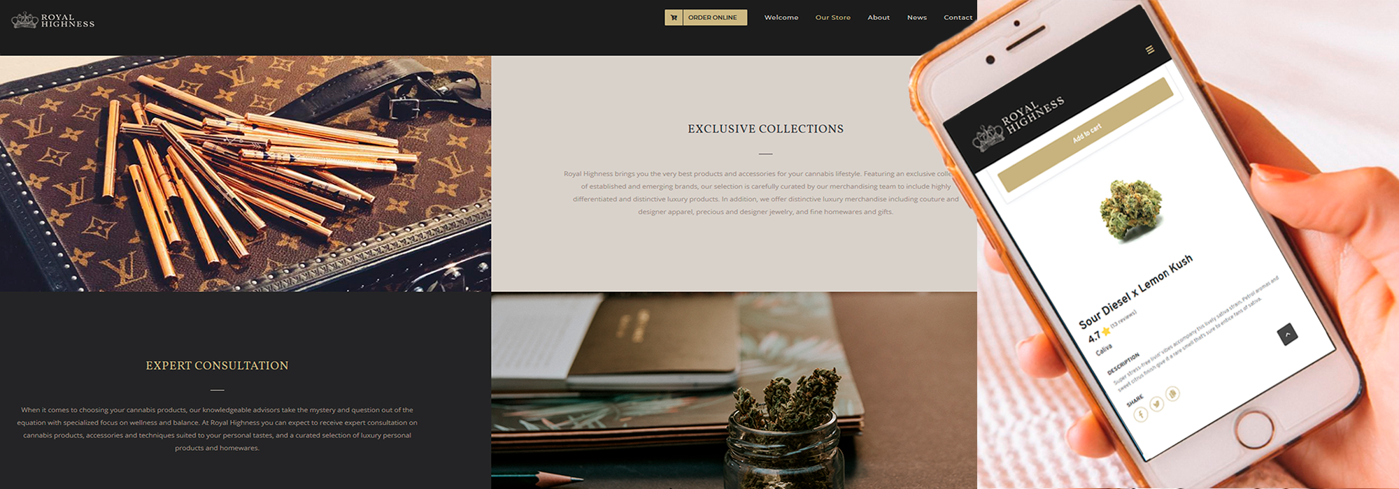 Royal Highness website design by Cannabis Marketing Arts
